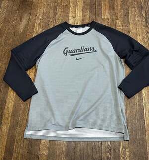 Cleveland Guardians Nike Authentic Game Time Raglan Dri-Fit Shirt Grey/Black XXL